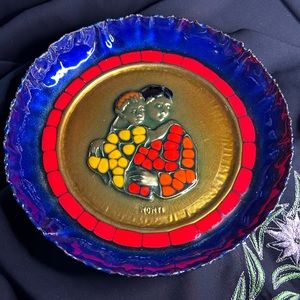 COPY - CARLO MONTI VTG Enamel and Metal Decorative plate. Titled Mothers Day 19…